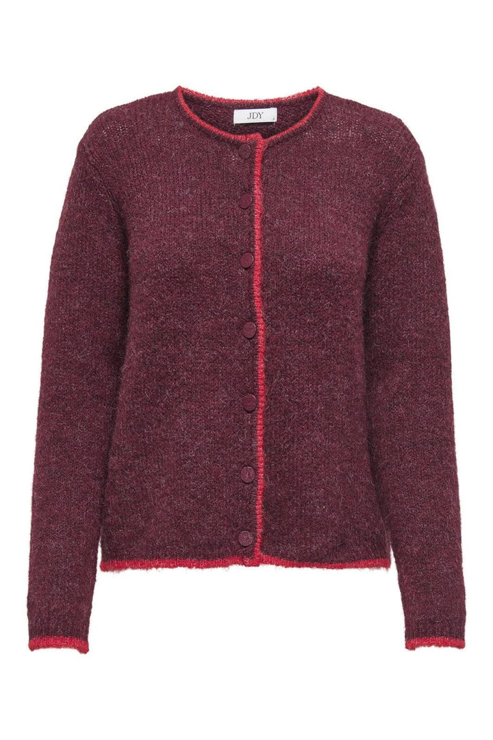 JDY - Jdyzoey Life L/S O-Neck Cardigan Knt - 4838098 Maroon Banner W. Salsa Binder