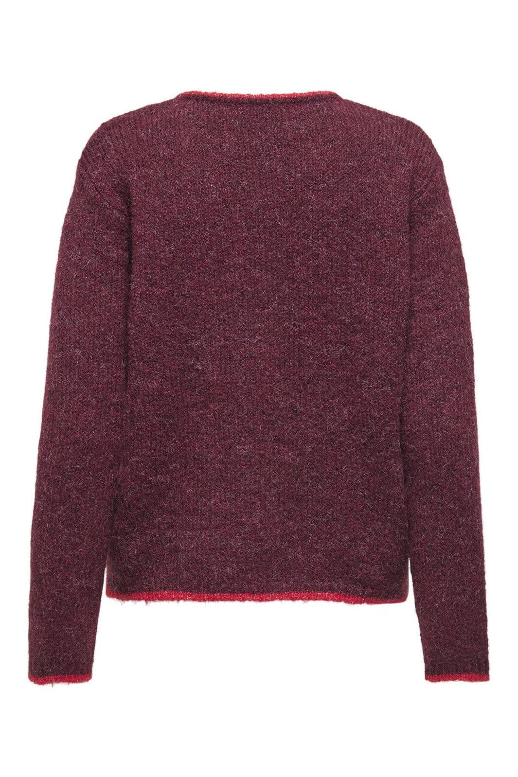 JDY - Jdyzoey Life L/S O-Neck Cardigan Knt - 4838098 Maroon Banner W. Salsa Binder