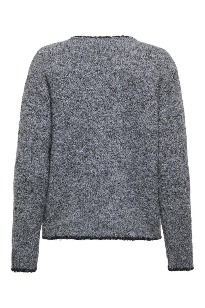 JDY - Jdyzoey Life L/S O-Neck Cardigan Knt - 4838099 Dark Grey Melange W. Black Binder