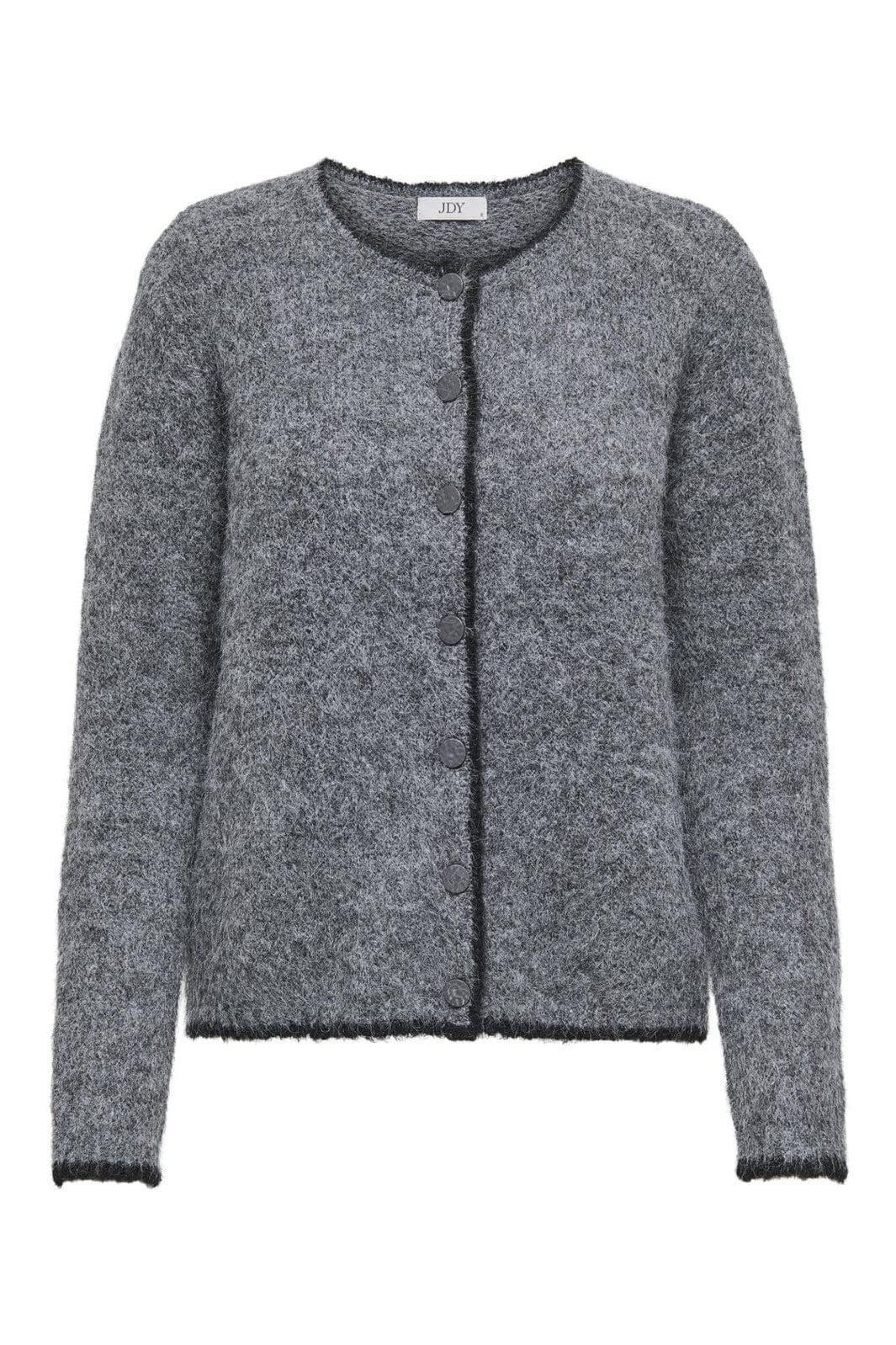 JDY - Jdyzoey Life L/S O-Neck Cardigan Knt - 4838099 Dark Grey Melange W. Black Binder