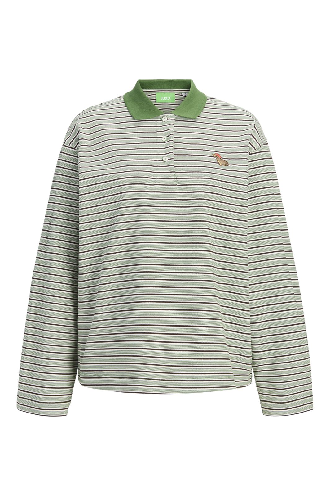 Jjxx - Jxella Ls Stripe Polo - 5126324 Cloud Dancer Artichoke Green