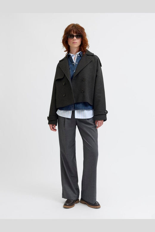 Jjxx - Jxelle Carlie Short Trenchcoat - 4773994 Dark Grey Melange Black/Bracken