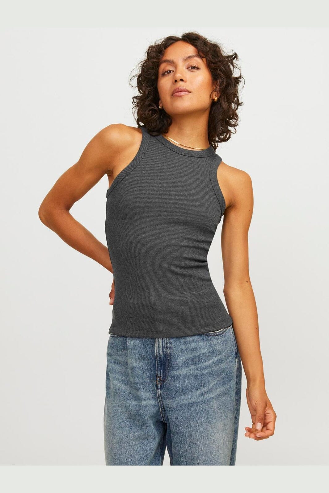Jjxx - Jxforest Str Sl Rib Top - 4515882 Dark Grey Melange