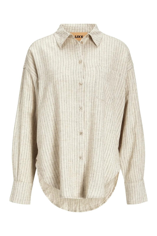 Jjxx - Jxjamie Breeze Summer Ls Shirt Sn - 4653032 Feather Gray Pinstripe