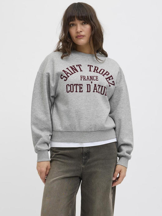 Jjxx - Jxmerle Rlx Short Ls Crew Swt Ln - 4808930 Light Grey Melange Saint Tropez