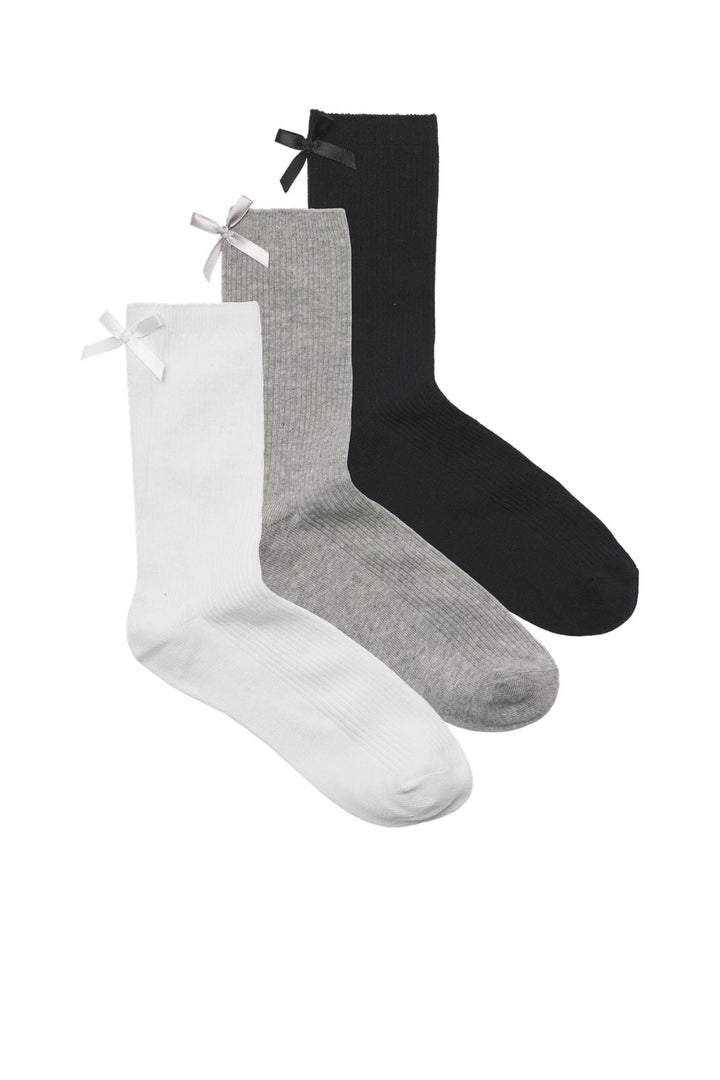 Jjxx - Jxmimi 3-Pack Basic Ribbon Sock Acc - 4896967 Black W. White & Dgm