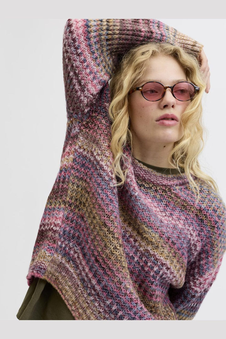 Jjxx - Jxsimone Space Dye Crew Neck Knit Sn - 4809111 Cabernet /Multi Space Dye