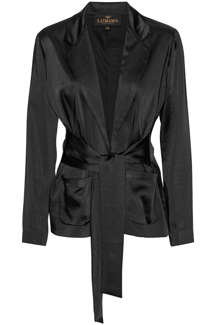 Karmamia - Rex Tie Blazer - Black Rich Satin