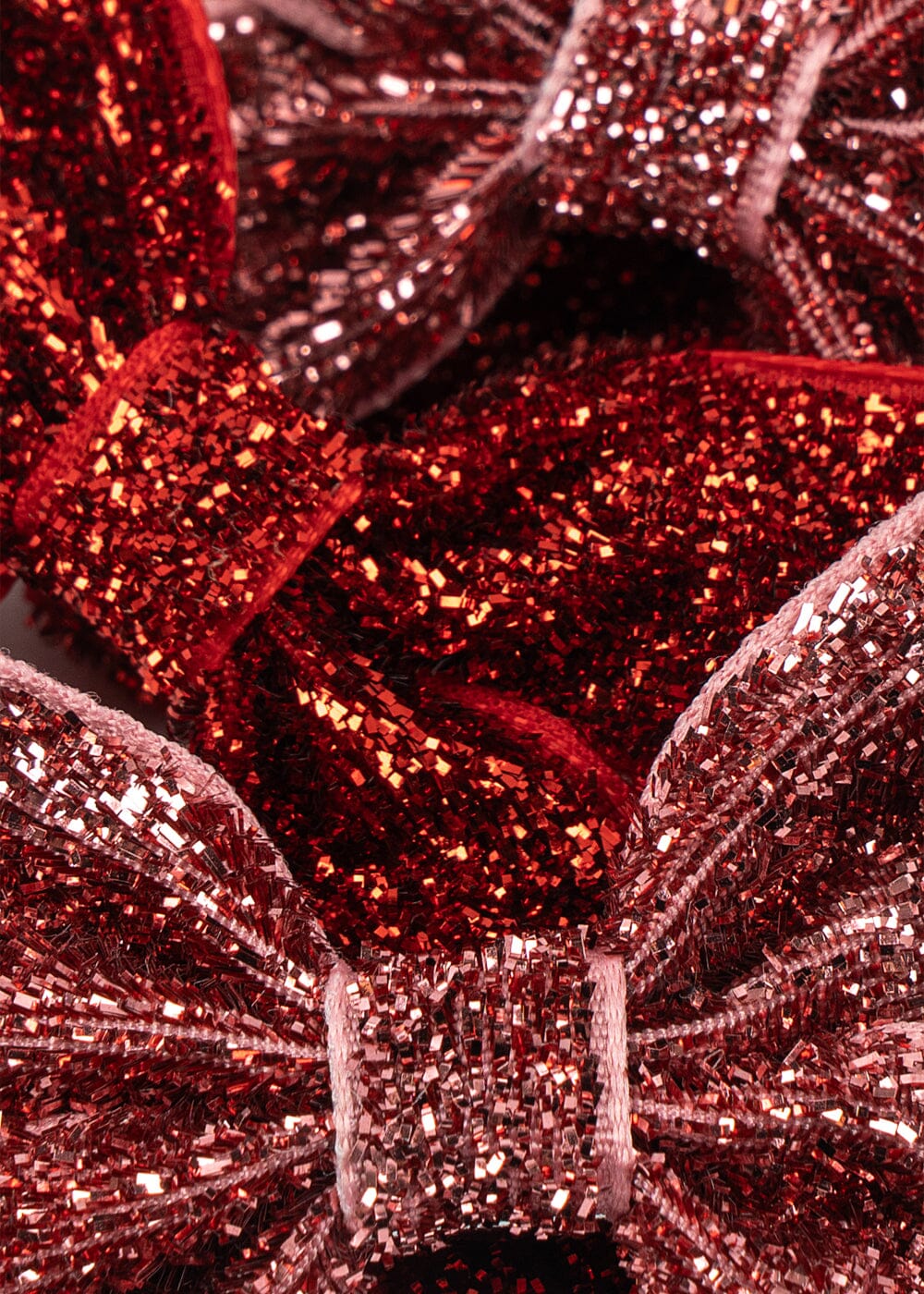 Konges Sløjd - 4 Pack Micki Bow Hair Clips Ks106357 - Red Glitter/ Rose Glitter