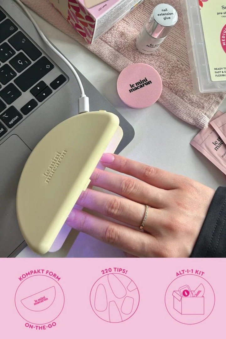 Le Mini Macaron - Soft Nail Tips Starter Kit (Med Ny Led-Lampe) LIM010 - Medium Almond