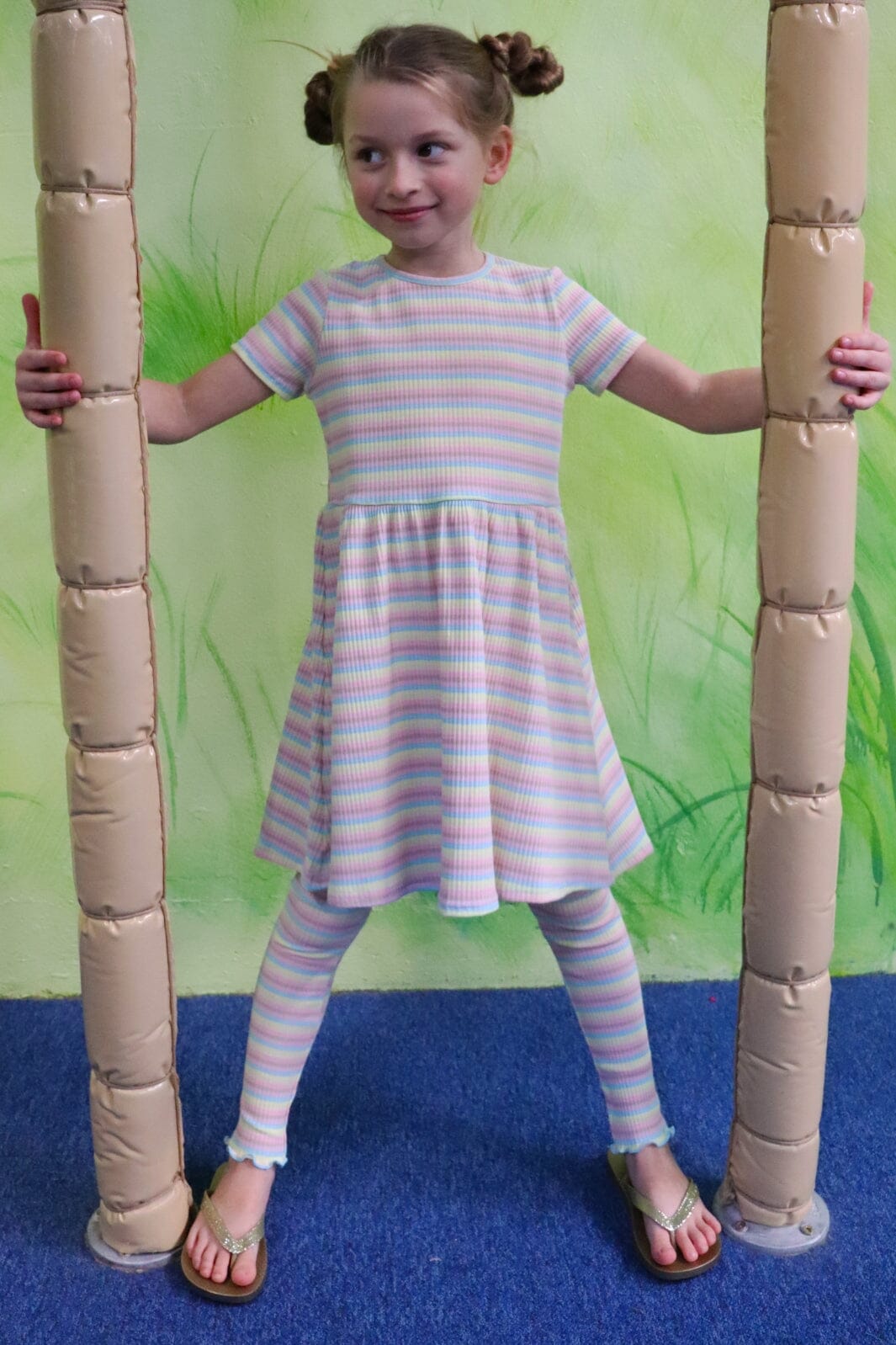 Liberte Ami - Natalia-Ss-Dress-Kids - Dusty Multicolor Stripe