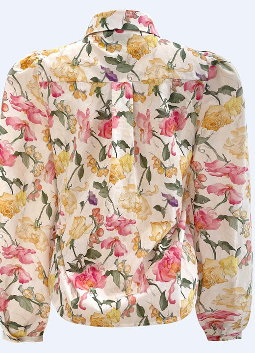 Liberte - Flora Ls Blouse 21598 - Creme Yellow Flowers Bluser 
