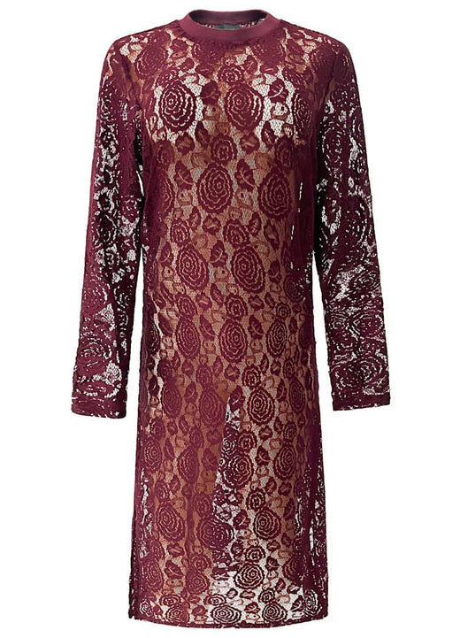 Liberte - Lacy Ls Long Dress 22272 - Bordeaux Lace Kjoler 