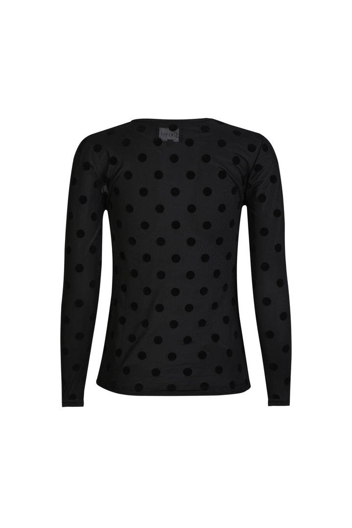 Liberte - Mesh Ls Tshirt 22065 - Black Big Flock Dot