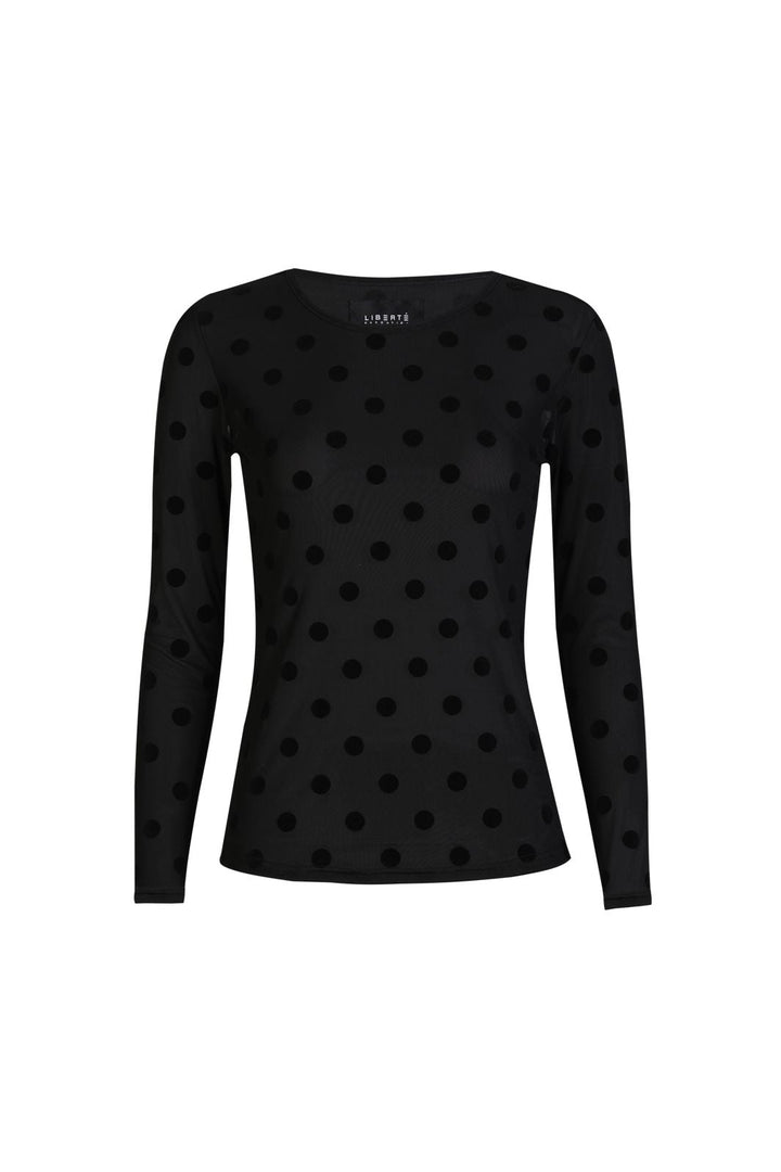 Liberte - Mesh Ls Tshirt 22065 - Black Big Flock Dot