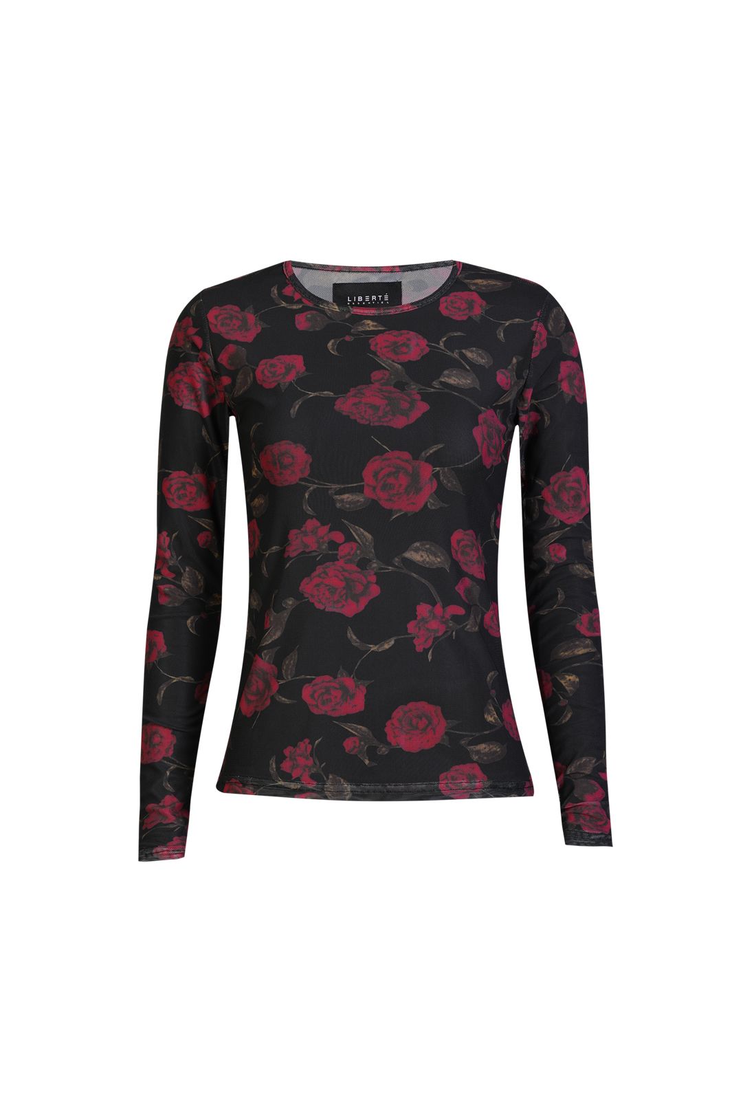 Liberte - Mesh Ls Tshirt 22065 - Black Pink Rose