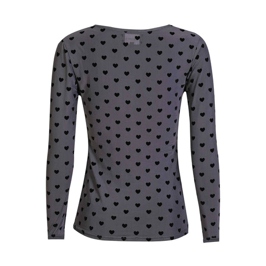 Liberte - Mesh Ls Tshirt 22065 - Grey Black Flock Heart Bluser 