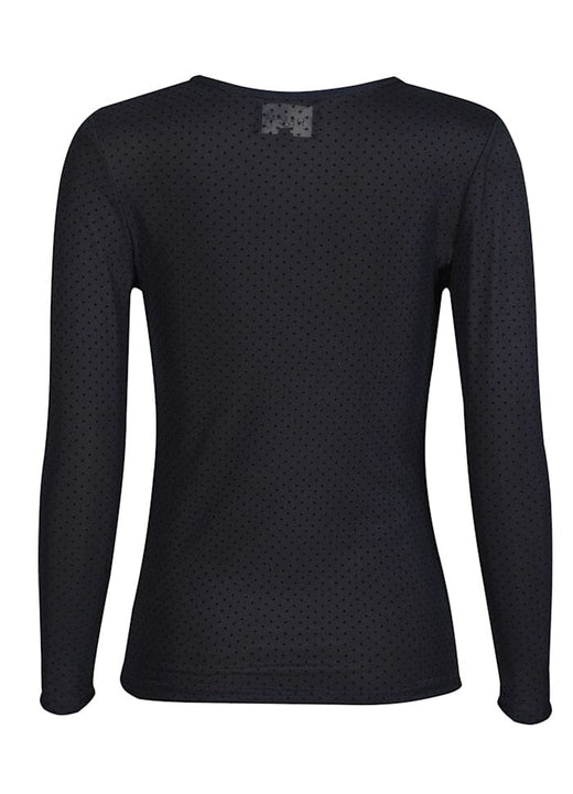 Liberte - Mesh Ls Tshirt 22065 - Navy Black Small Flock Dot T-shirts 