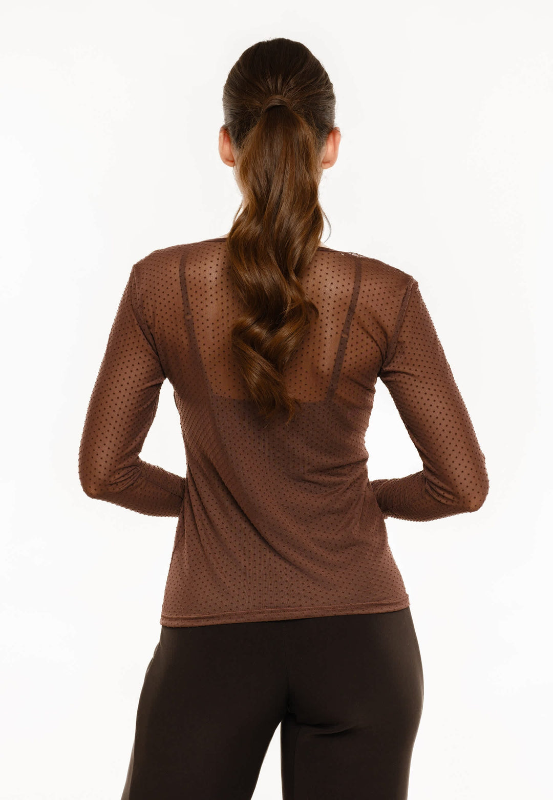 Liberte - Mesh Ls Tshirt, Dot 22069 - Dark Brown Medium Dot T-shirts 