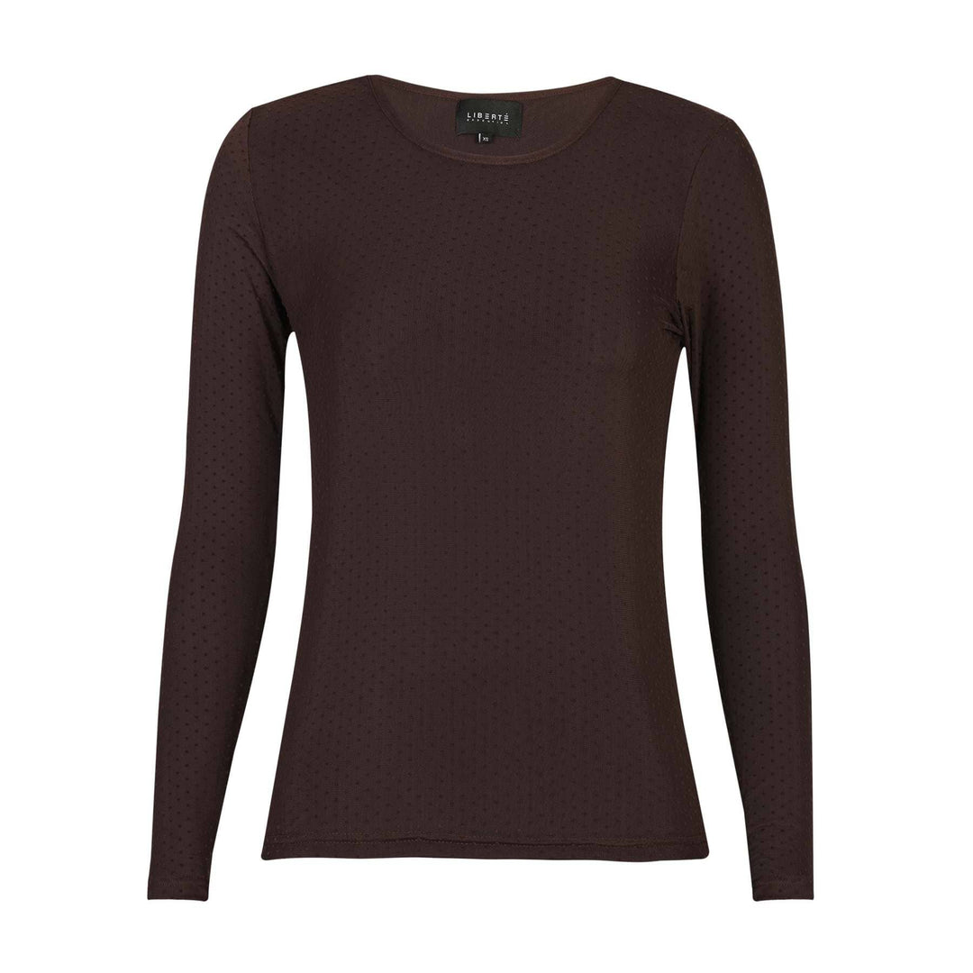 Liberte - Mesh Ls Tshirt, Dot 22069 - Dark Brown Medium Dot T-shirts 