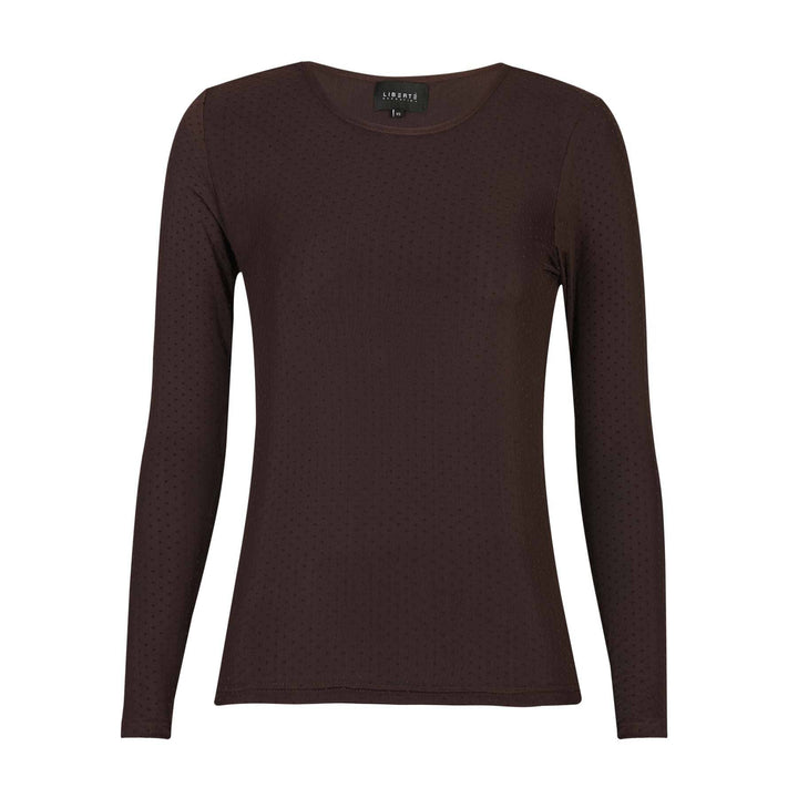 Liberte - Mesh Ls Tshirt, Dot 22069 - Dark Brown Medium Dot T-shirts 