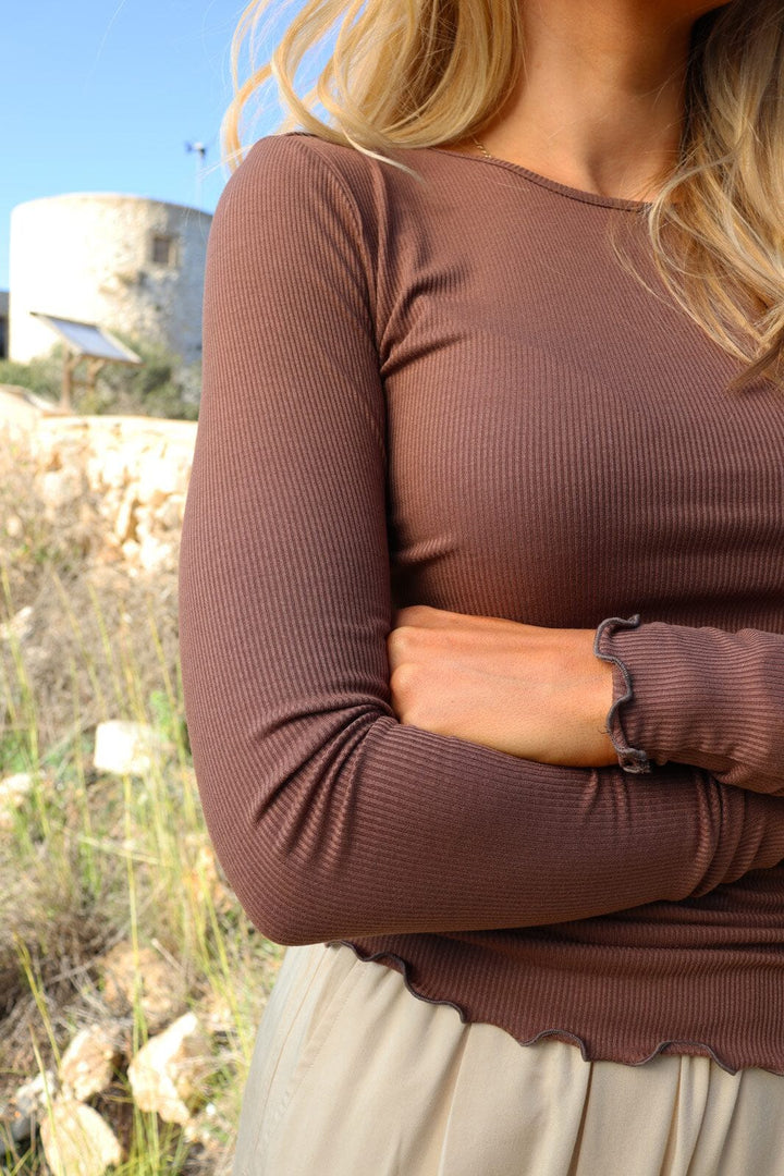 Liberte - Natalia Ls Round Neck Blouse 9914 - Brown