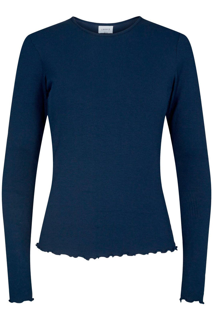 Liberté - Natalia LS Round Neck Blouse - Navy Bluser 