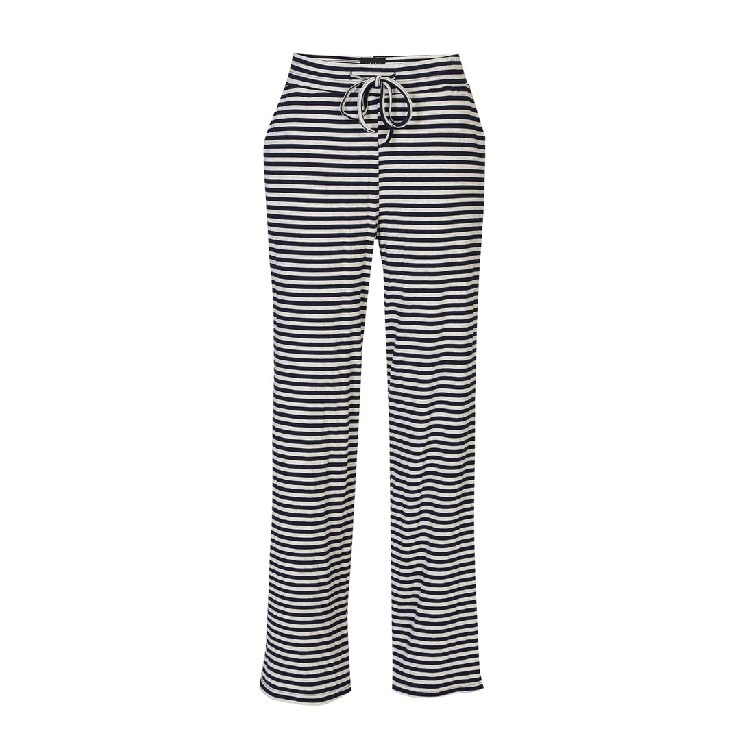 Liberte - Natalia-Straight-Pants 22061 - Navy Grey Mel. Stripe Bukser 