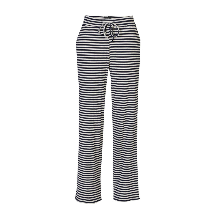 Liberte - Natalia-Straight-Pants 22061 - Navy Grey Mel. Stripe Bukser 