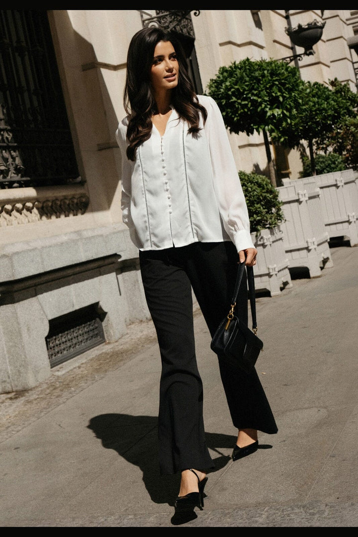 Liberte - Rigmor Ls Pleated Shirt 22505 - White