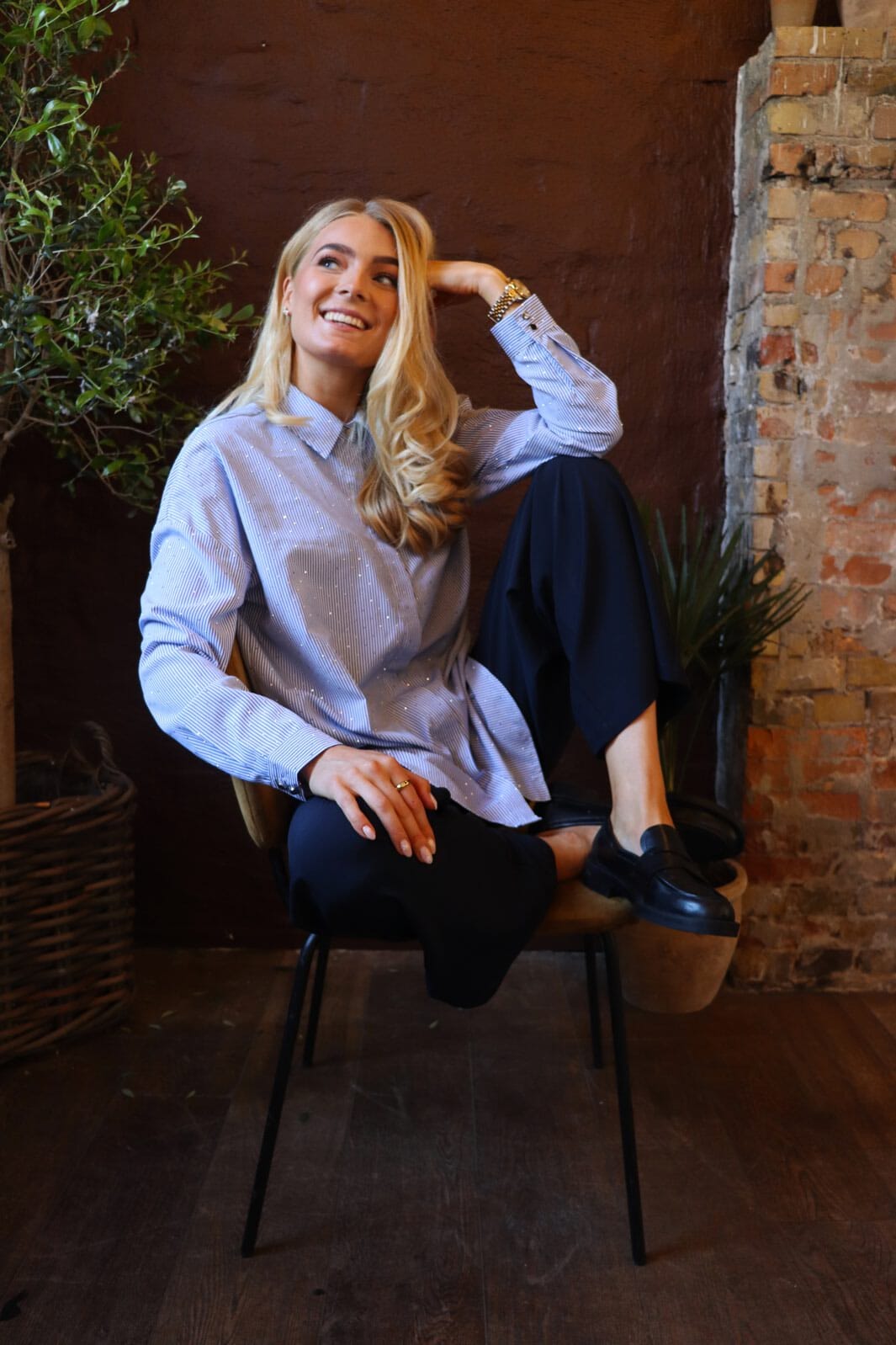 Liberte - Sara Ls Shirt 21223 - Blue Diamond Stripe