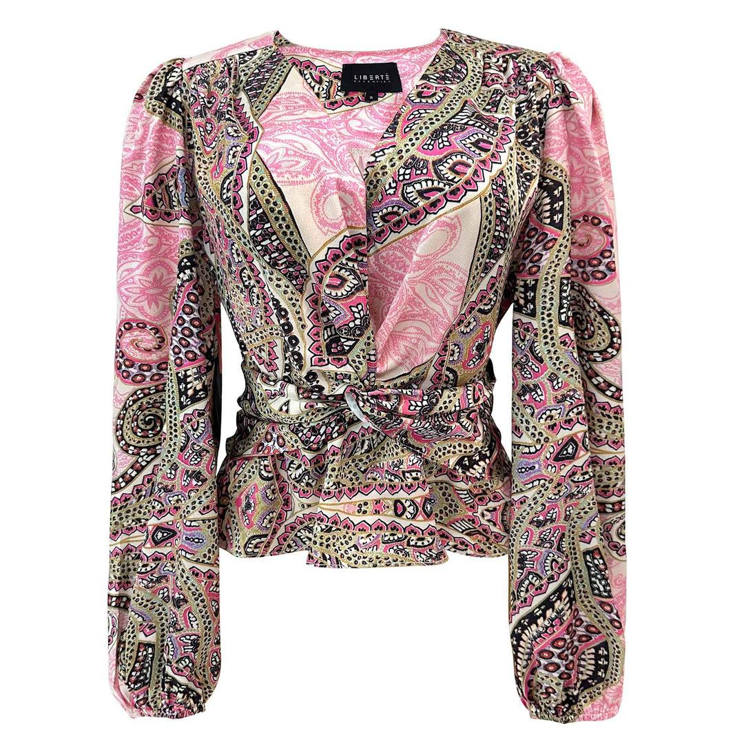 Liberte - Tiki Ls Twist Blouse 22120 - Pink Scarf Bluser 