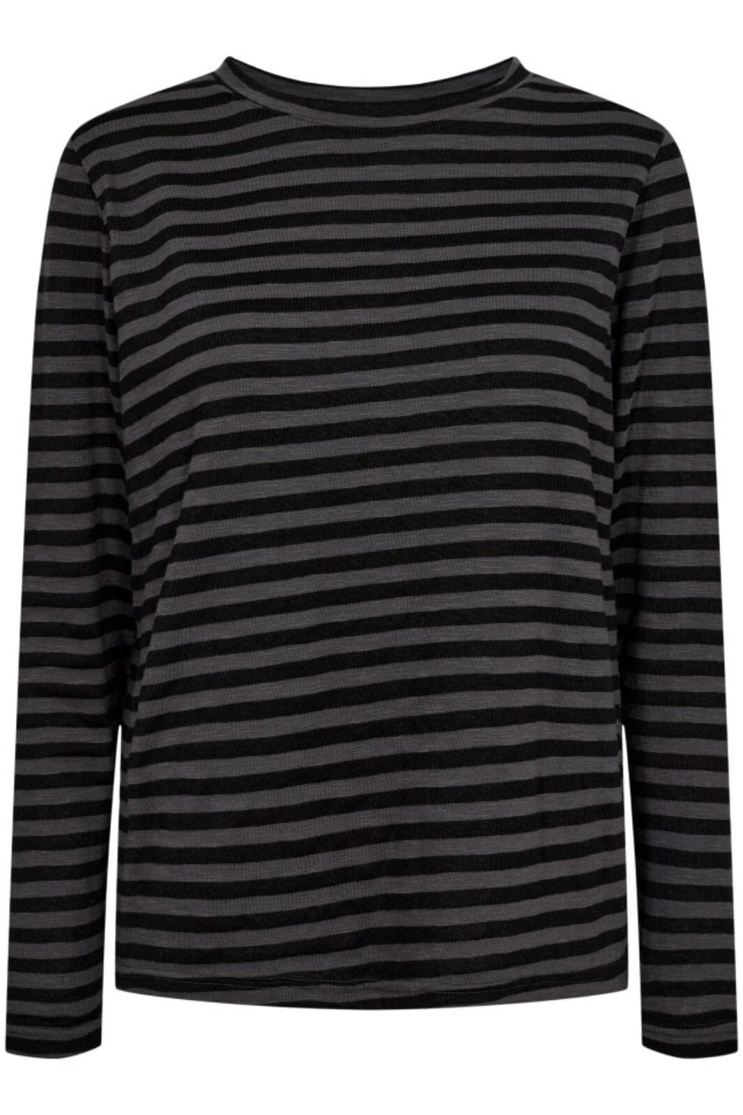 Liberte - Ulla-Ls-Stripe-Tshirt - Dark Grey Black Stripe