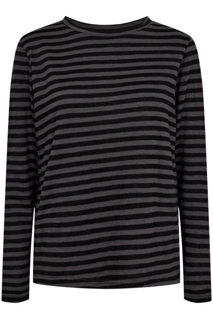 Liberte - Ulla-Ls-Stripe-Tshirt - Dark Grey Black Stripe