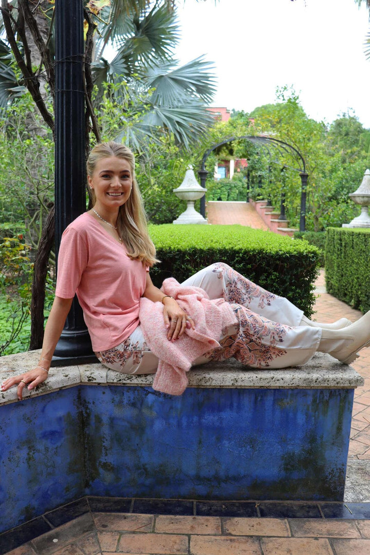 Liberte - Ulla Ss Vneck Tshirt 21675 - Pale Peach T-shirts 