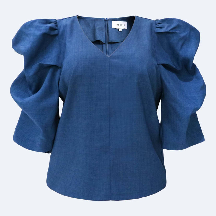 Liberte - Winnie Vneck Blouse 22358 - Dusty Blue Bluser 
