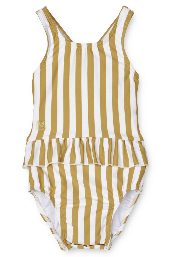 Liewood - Amina Baby Printed Swimsuit - Stripe Yellow Mellow / White
