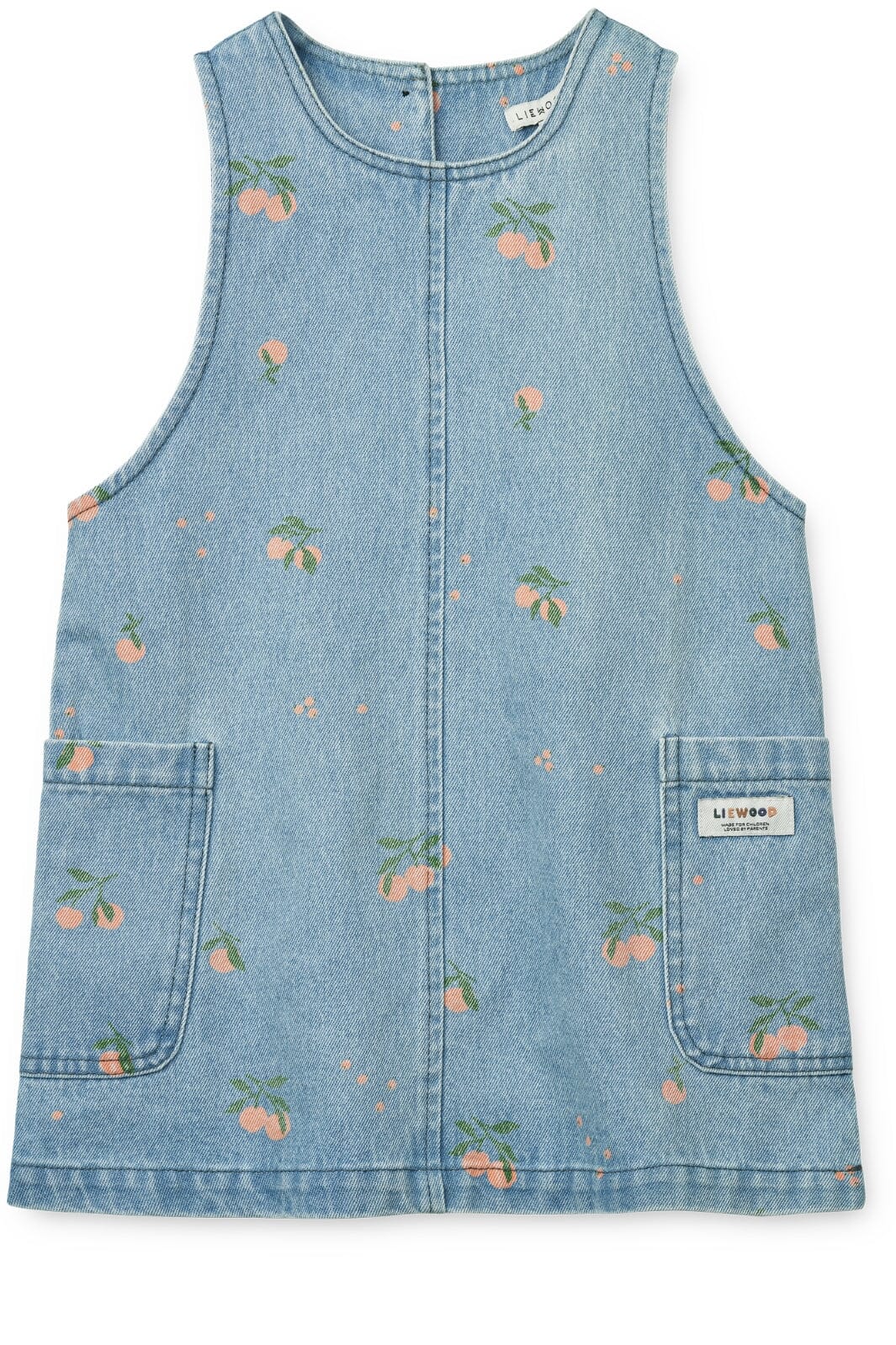Liewood - Angelica Printed Denim Dress - Peach / Light blue denim