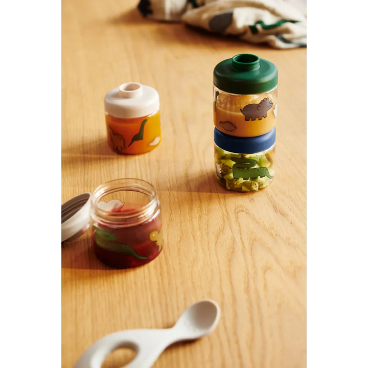 Liewood - Dominique Baby Food Boxes 4-Pack - Dinosaurs / Mist