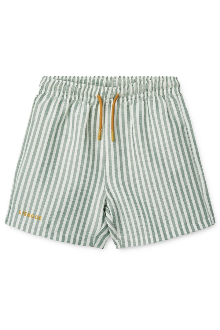 Liewood - Duke Stripe Board Shorts - Stripe Peppermint / Crisp White