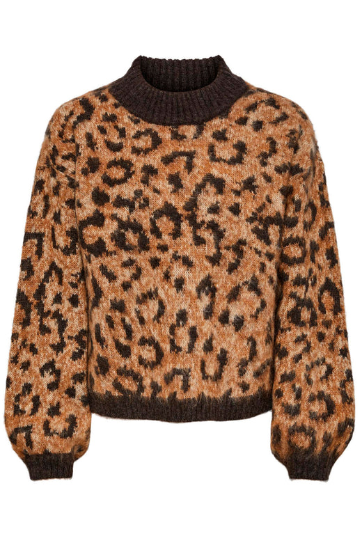 Little Pieces - Lpnoella Ls O-Neck Knit Tw - White Pepper - Espresso/Toast.Coco Strikbluser 