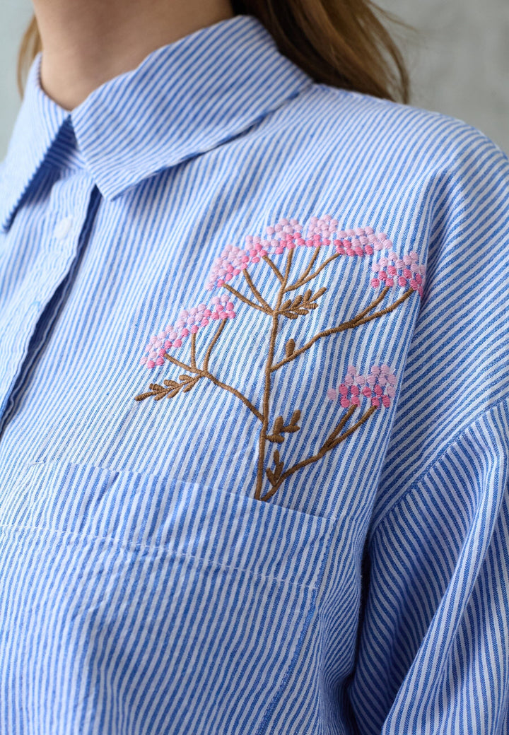 Love & Divine - Love1555 19673 - 402 - Blue Stripe/Flower Skjorter 