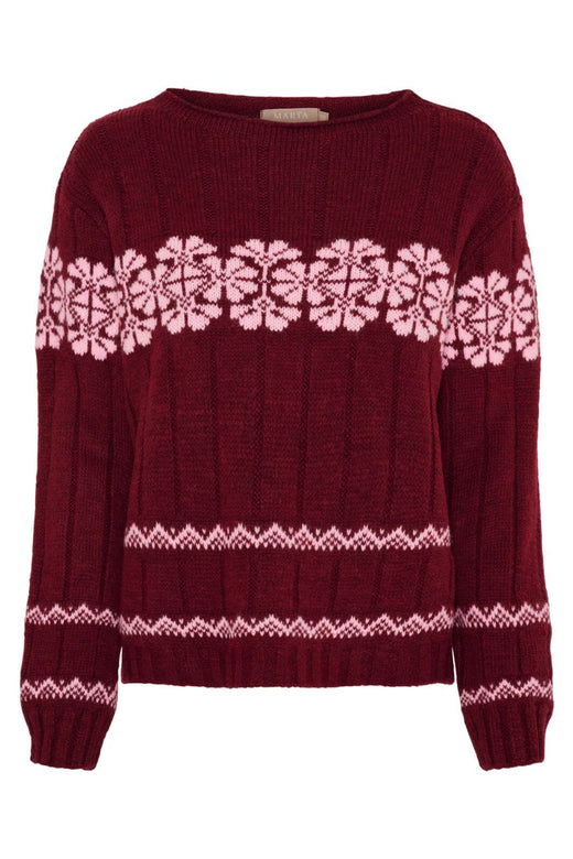 Marta Du Chateau - Mdcbruna Knit 8154 - Bordeaux/Pink Strikbluser 