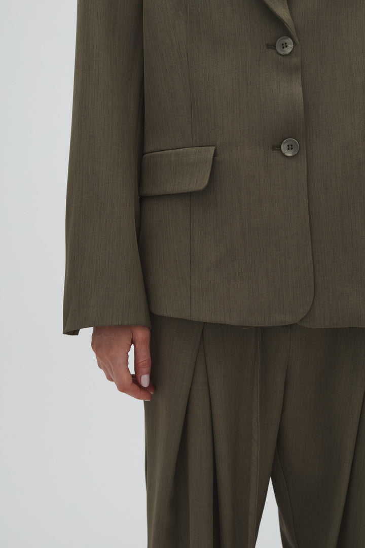 MbyM - Christiana Pl-M 61371551 - C42 - Olive Melange Bukser 