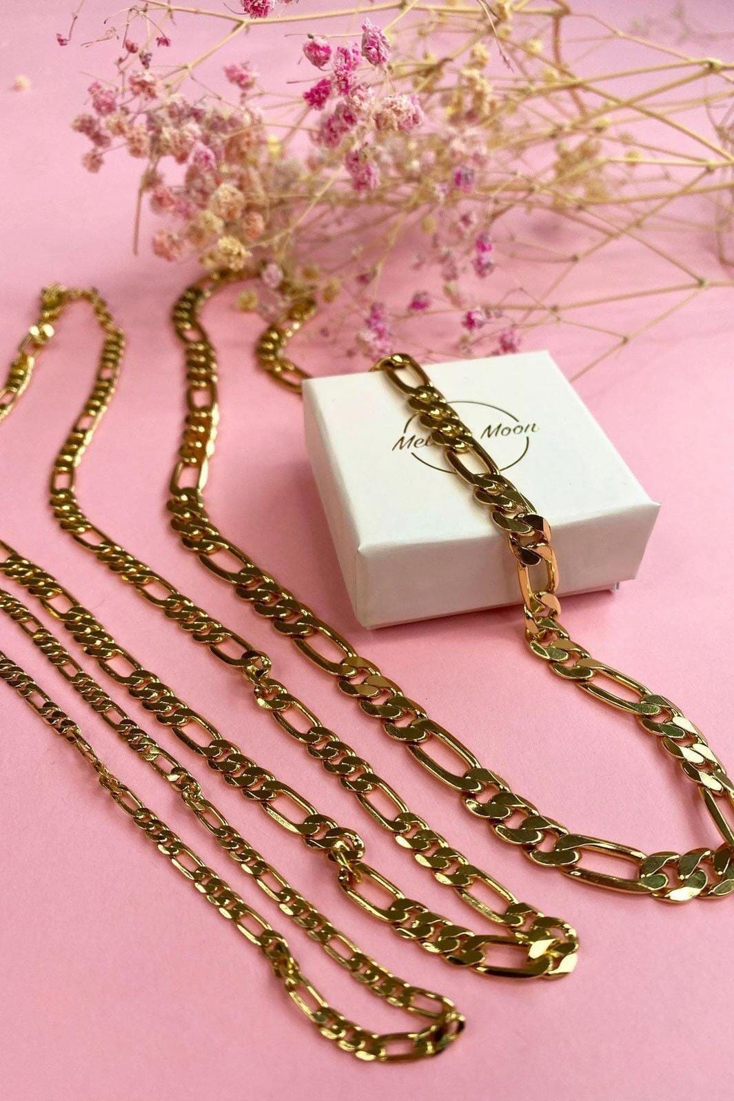 Mellow Moon - Figaro kæde - Forgyldt