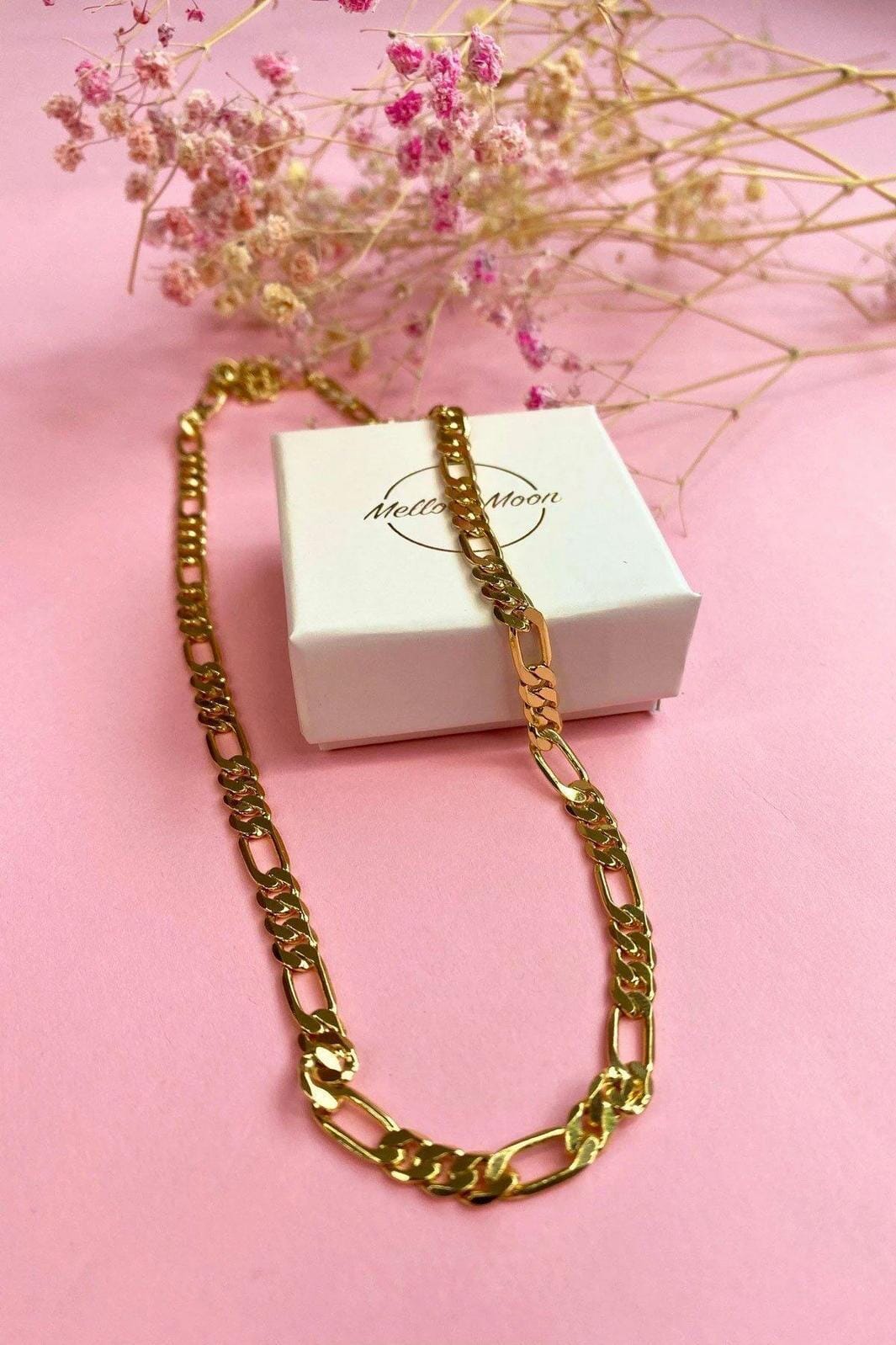 Mellow Moon - Figaro kæde - Forgyldt