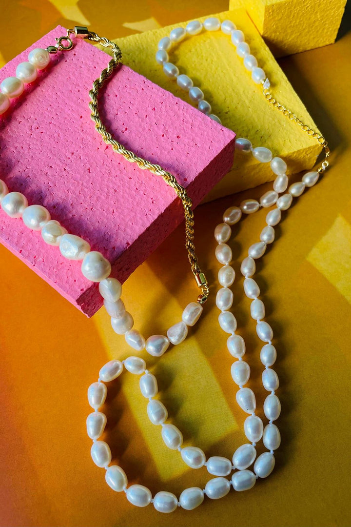 Mellow Moon - Perle Halskæde - Forgyldt