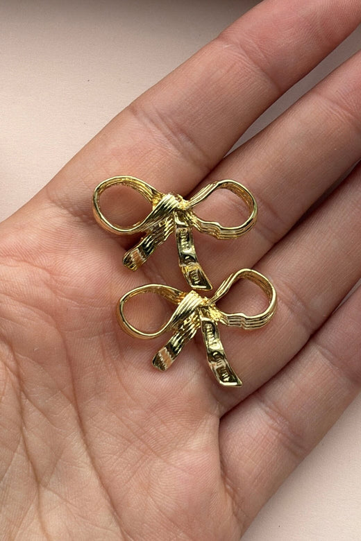 Mellow Moon - Small Bows - Forgyldt Øreringe 