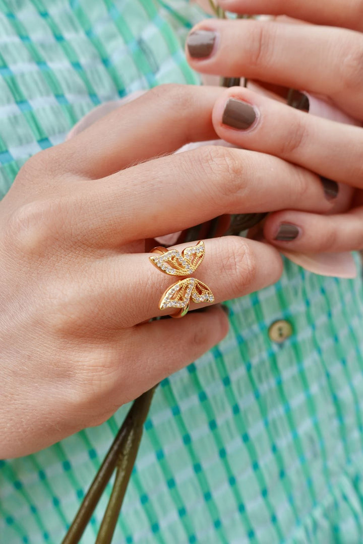 Mellow Moon - Sommerfugl Ring - Forgyldt