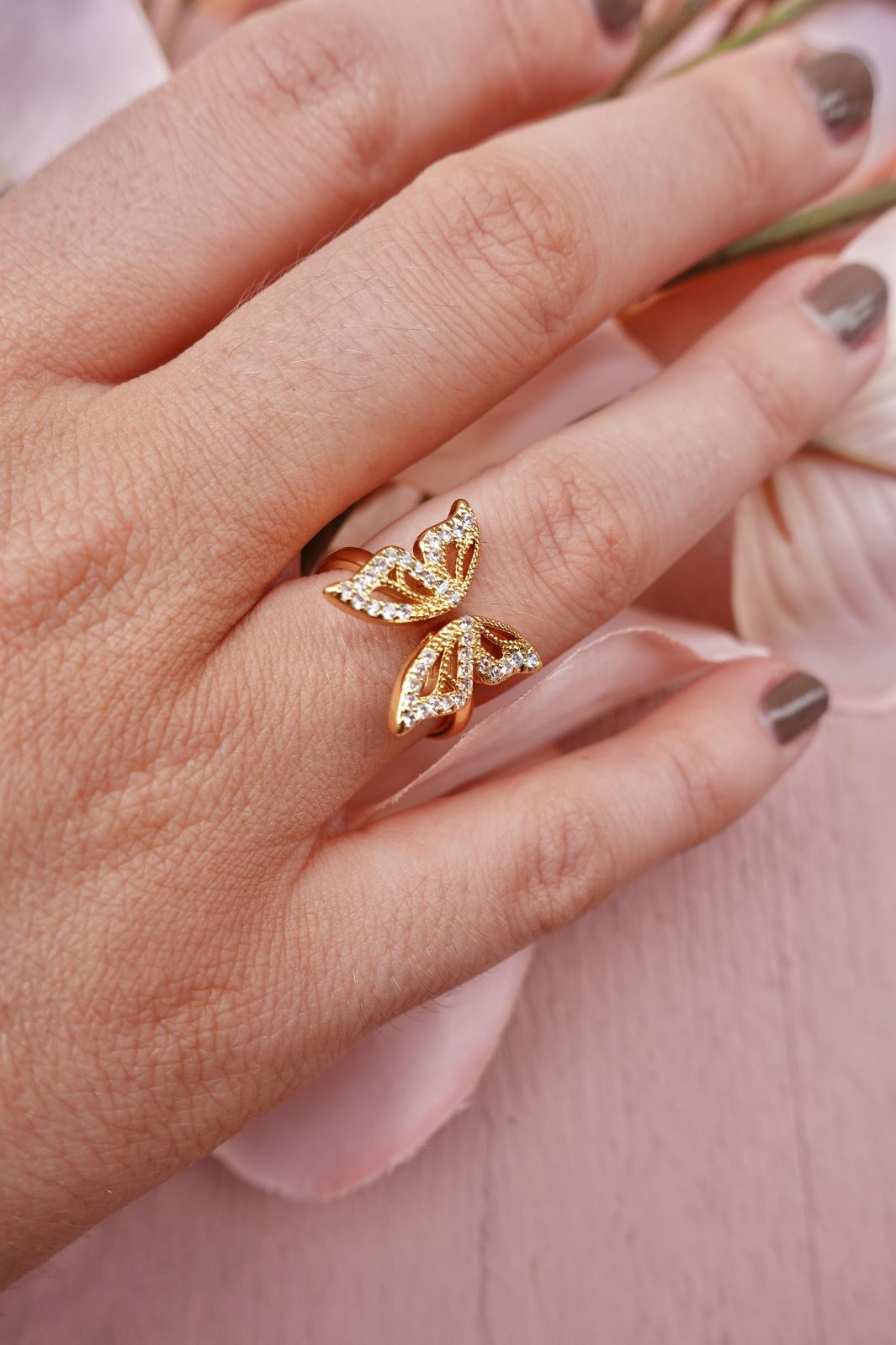 Mellow Moon - Sommerfugl Ring - Forgyldt